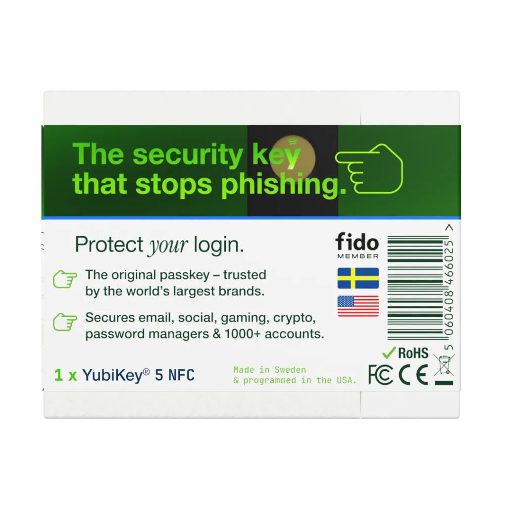 Коробка YubiKey 5 NFC - зворотний бік