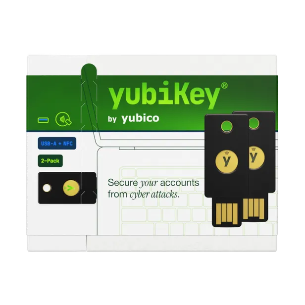 Два ключі безпеки YubiKey 5 NFC (USB-A + NFC) 2-Pack у фірмовій упаковці Yubico